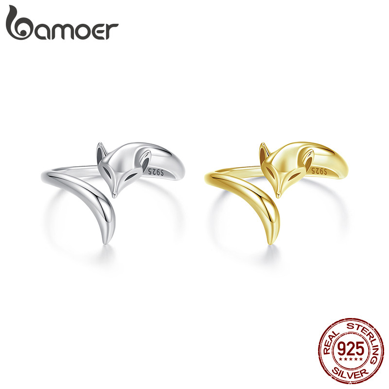 Bamoer 925 Sterling Sliver Anel Aberto Fox Design Moda Joias Presentes Para Mulheres em Oferta na Shopee