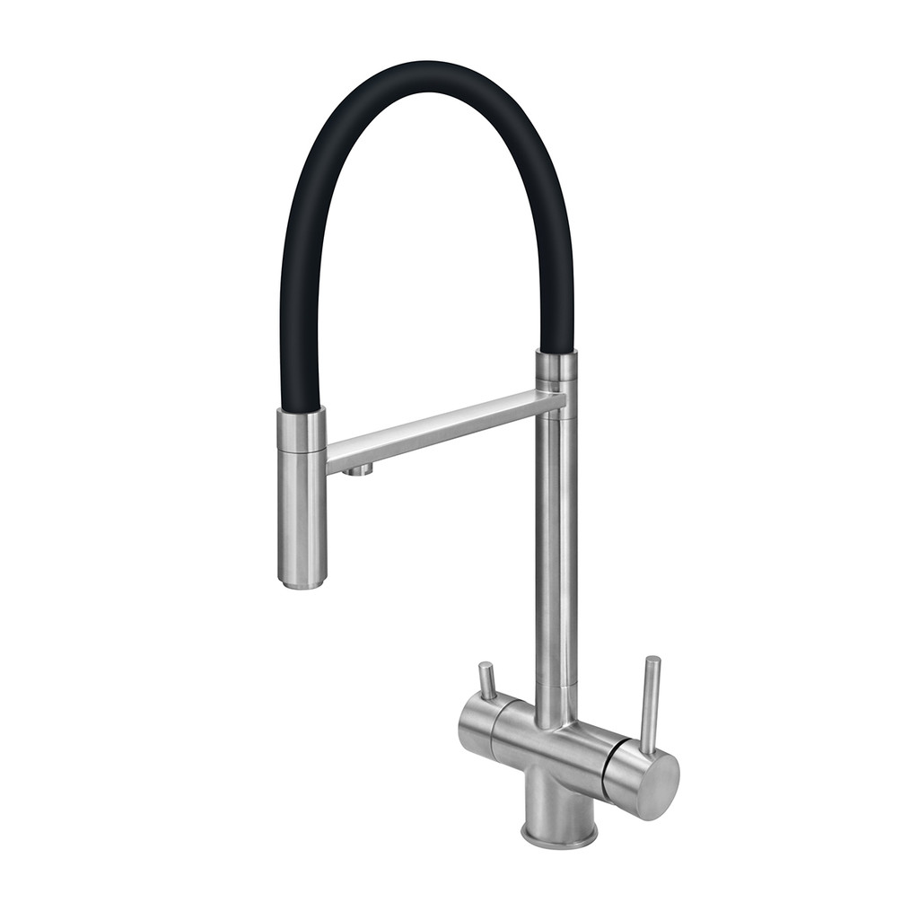 Torneira Cozinha Gourmet Inox Preto Monocomando Saída Filtro