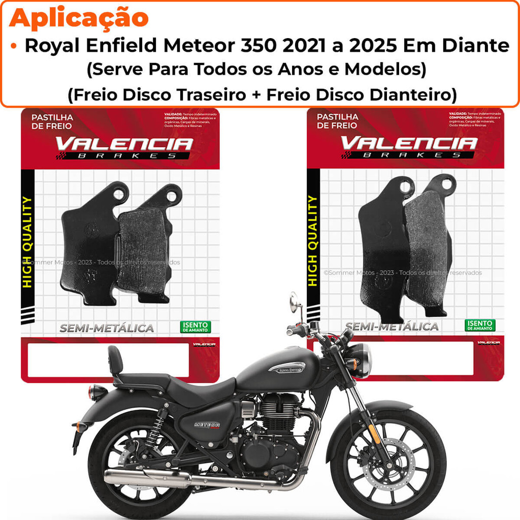 Kit Pastilha Freio Dianteiro + Traseiro Royal Enfield Meteor 350 2020 a 2025 Em Diante