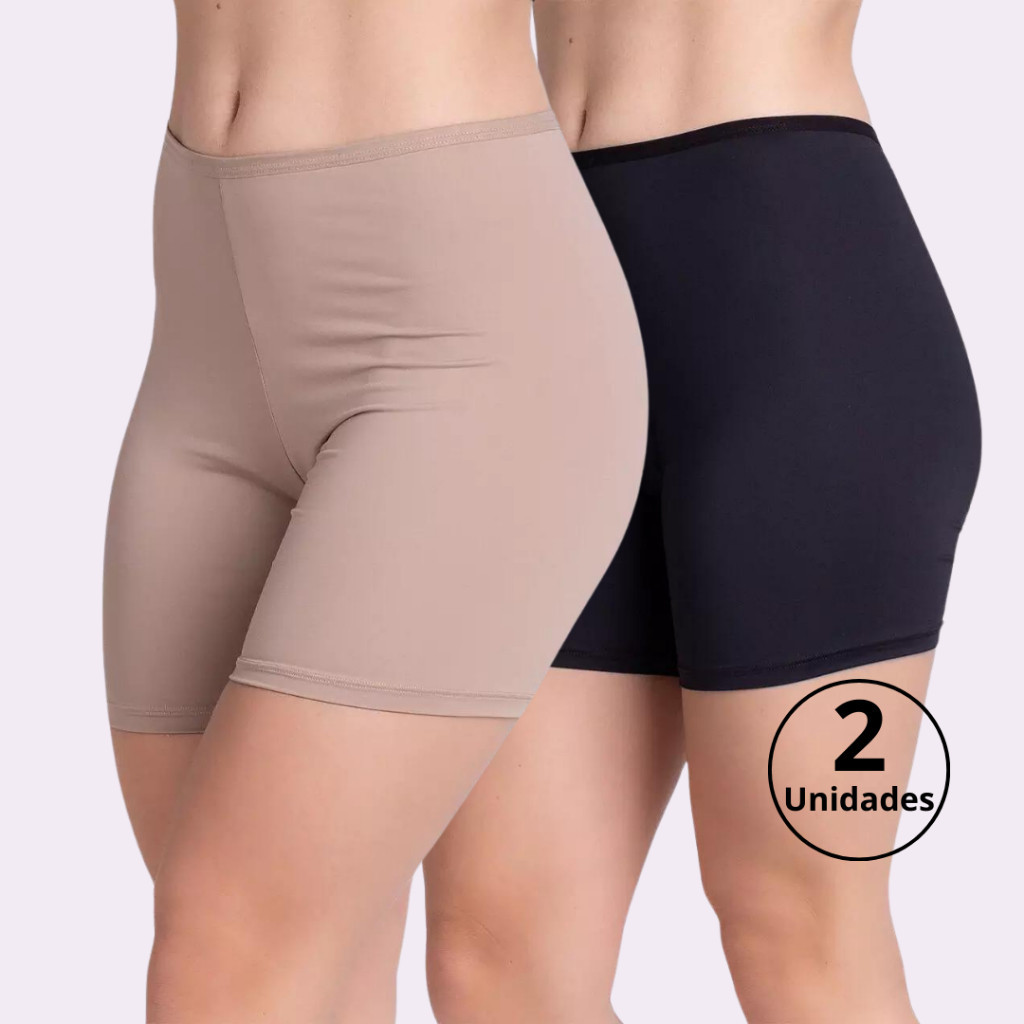 Kit 2 Short Anágua Liso Conforto Segunda Pele Feminino Bermuda Moda íntima Lingerie Zfit