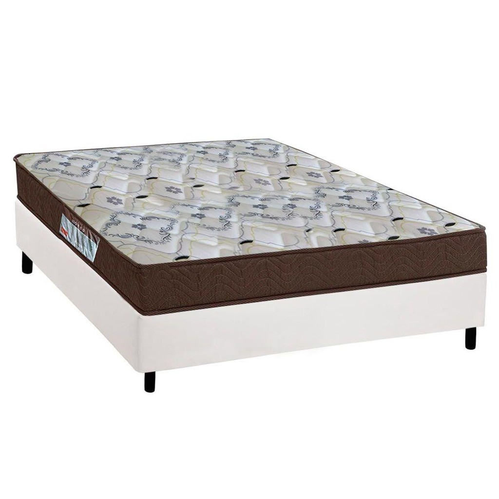 Cama Box Casal: Colchão Espuma D45 Ortobom /EP Anatômico Fort Tech ISO 150 + Base CRC Courano White(138x188) - Home & Living