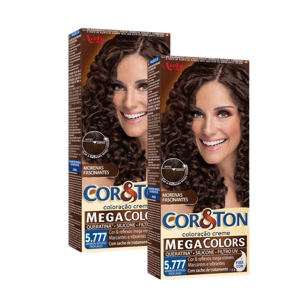 Kit 2 Coloração Niely Cor&Ton Marrom Intenso Profundo 5777 - Beauty