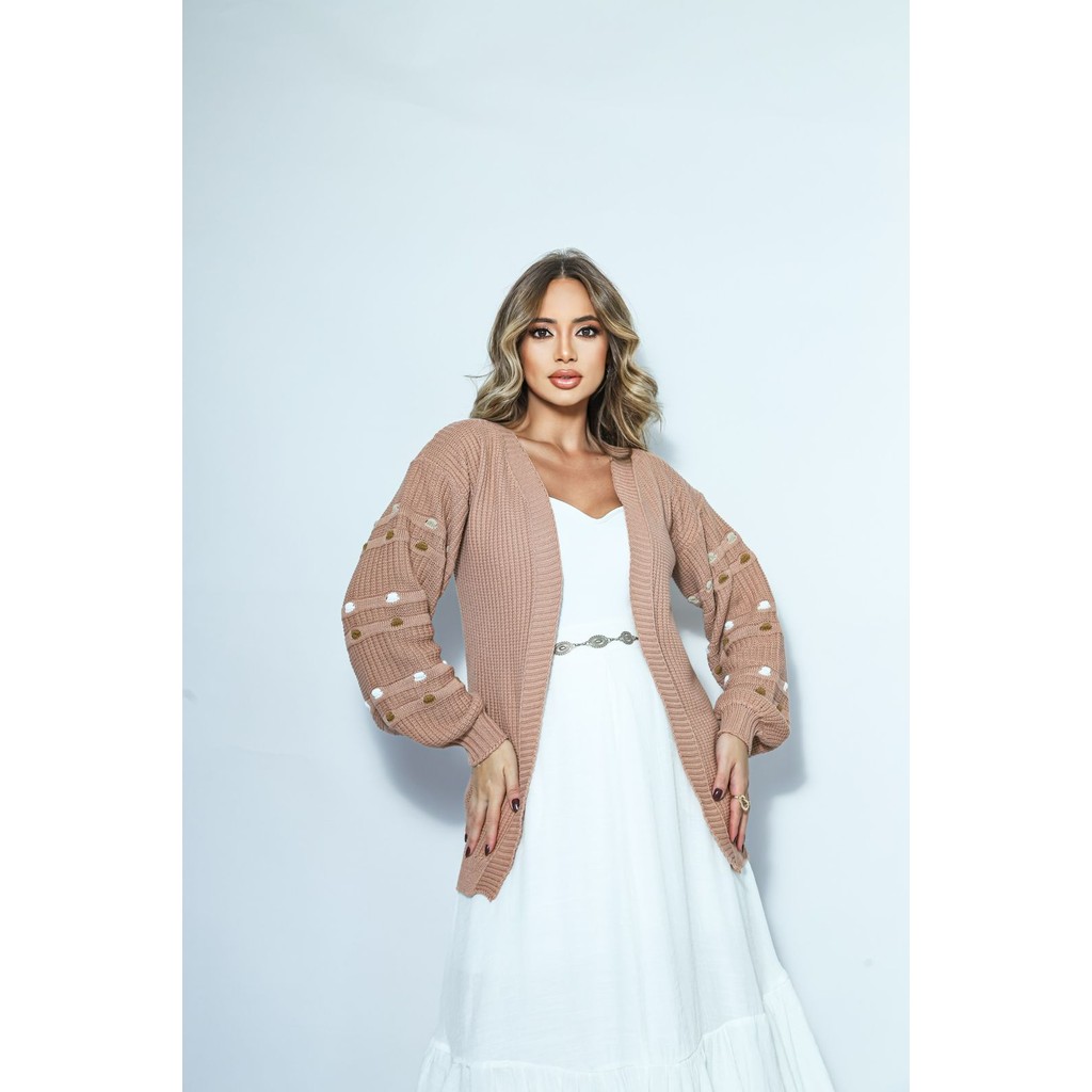Casaco Cardigan De Tricot Feminino Inverno