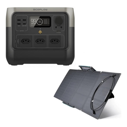 Kit Gerador De Energia Ecoflow River 2 Pro 127v Br Inclui Painel Solar 110w Portátil