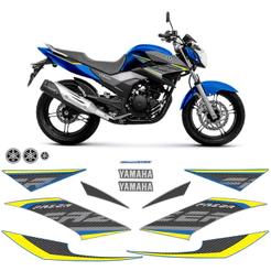 Kit Adesivos Yamaha Fazer 250 2017 2018 Moto Azul + Emblemas