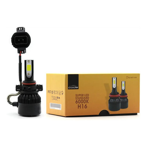 Kit Lampada Super Led Techone 6000k 12v 24v H16 6400 Lumens Potente