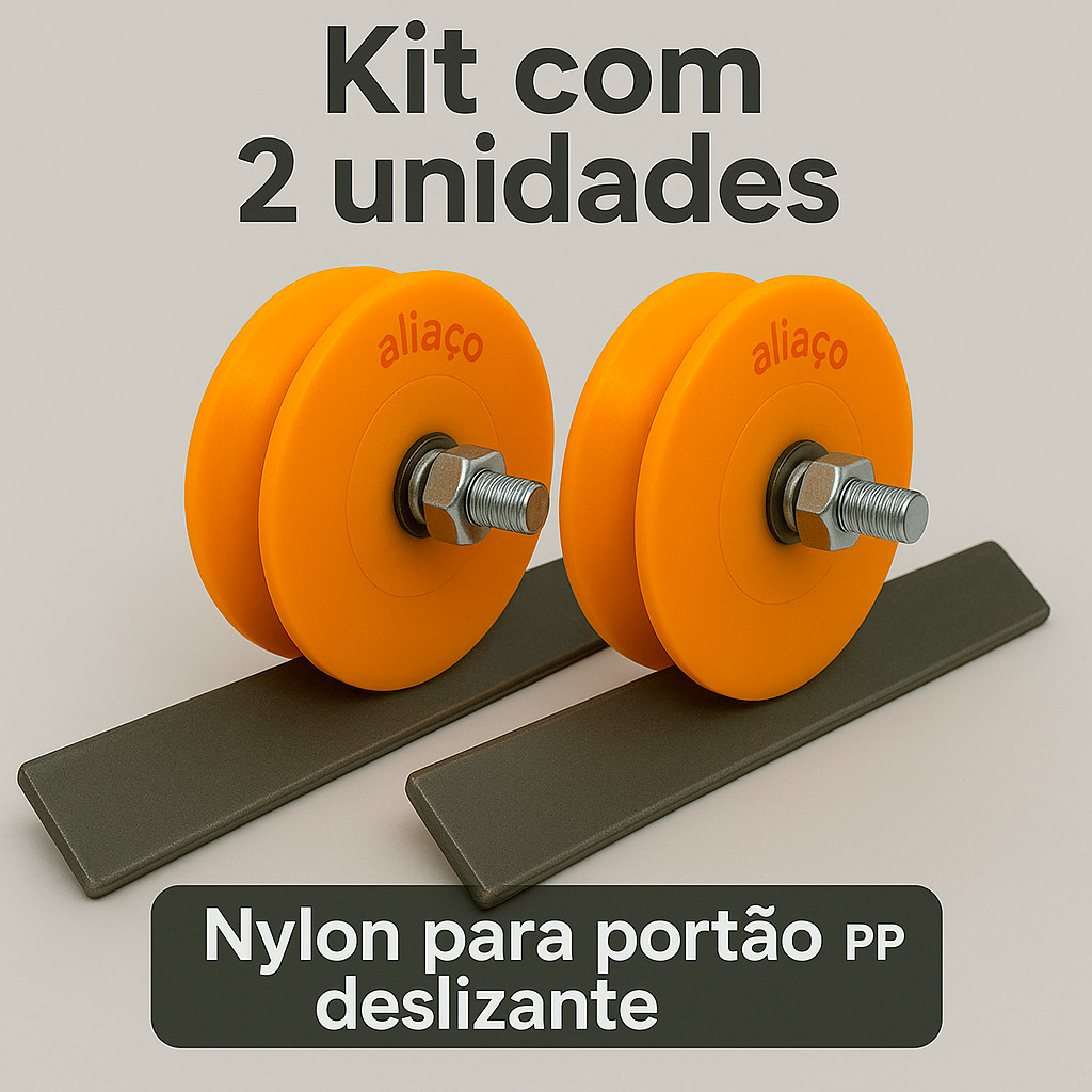 Kit 2 Roldana Aliaço Portão Correr Nylon Trilho V Cantoneira 3 Polegadas (7,4 CM)