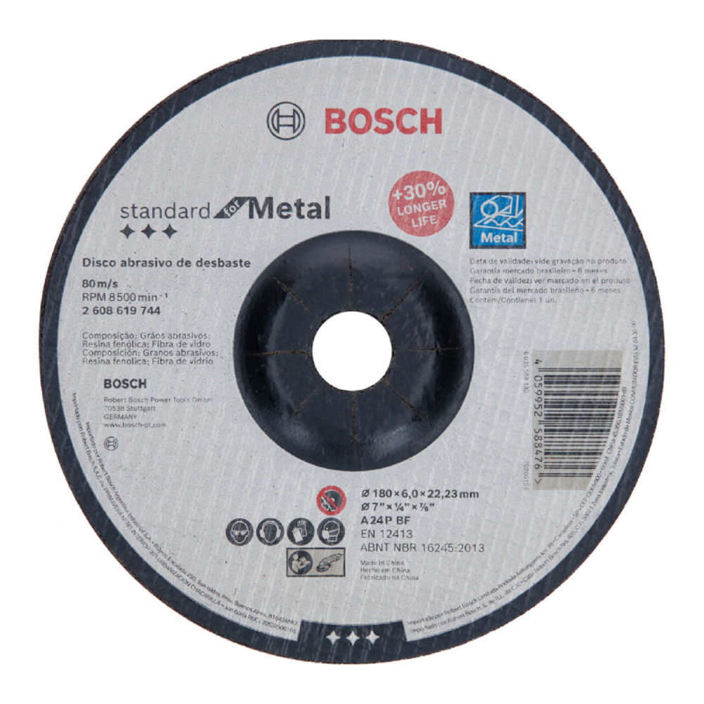 Disco de Desbaste Standard for Metal 180x6,0mm C/ 10 Unidades Bosch