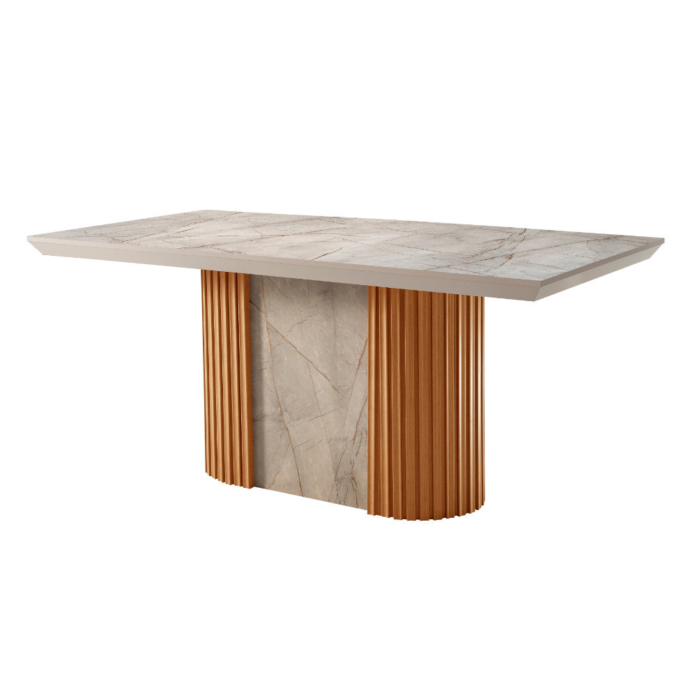 Mesa de Jantar Aspen 180cm Tampo BP Marmorizado Canto Reto Moderna Mobília em Oferta na Shopee