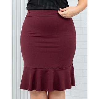 Saia Babado Sereia Barra a Fio Moda Feminina  Marsala Linda em Oferta na Shopee