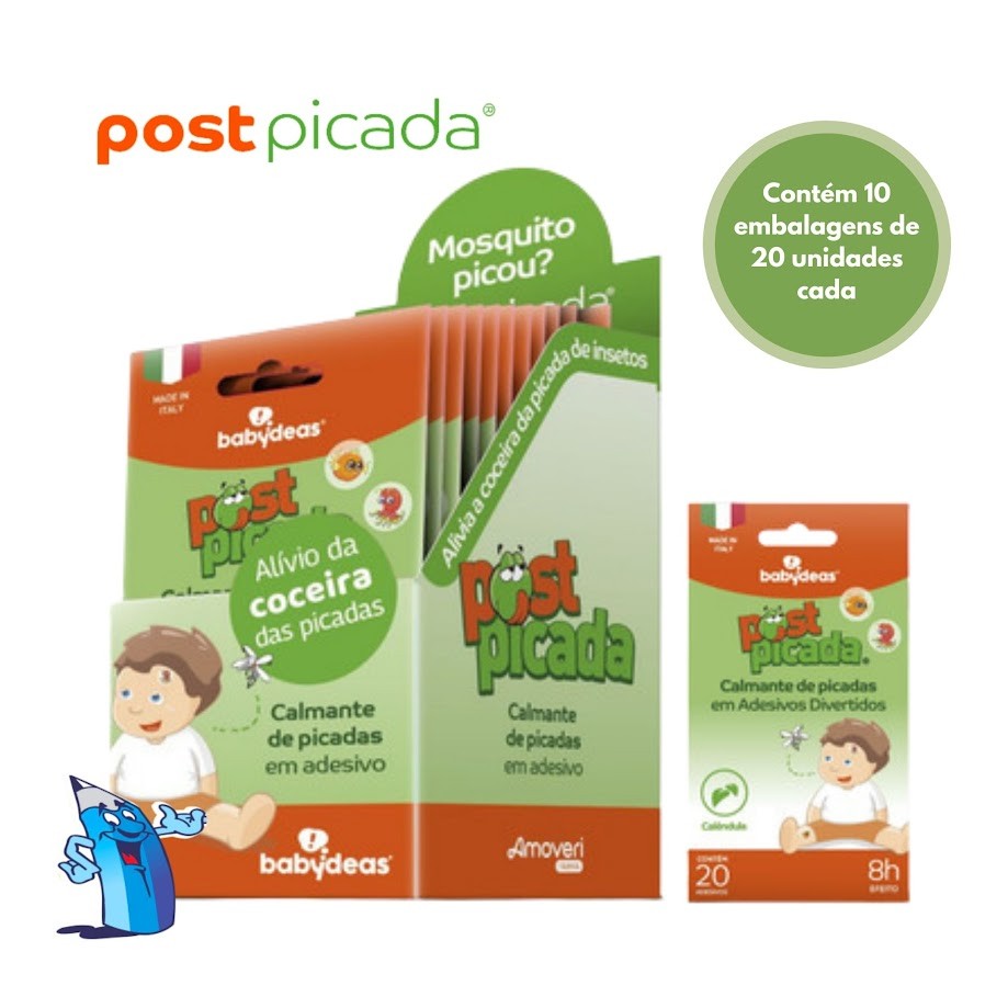 POST PICADA CALMANTE PARA PICADA DE MOSQUITO 10 EMBALAGENS 20 UNIDADES CADA BABYDEAS