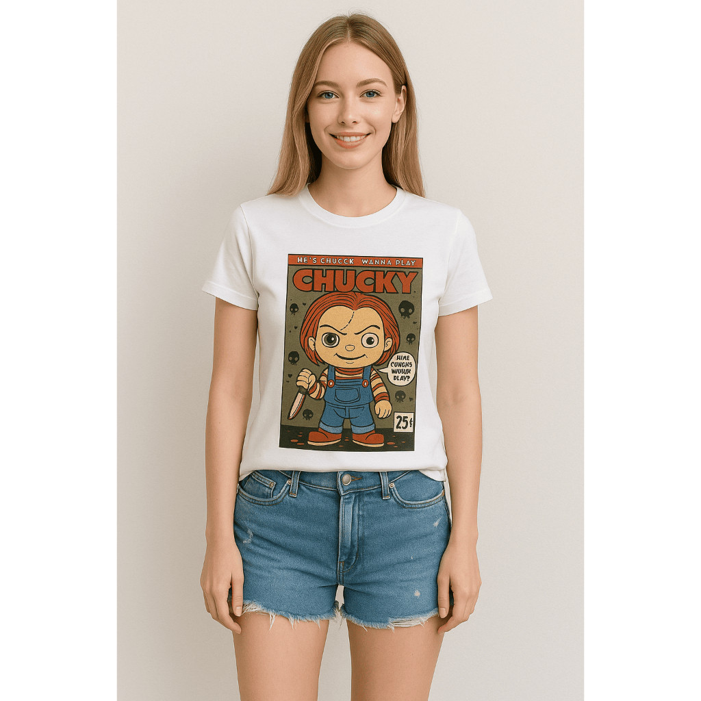 Camiseta T-Shirt Chucky Boneco Lançamento Estampa Streetwear Básica T-Shirt Unissex  Algodão Atacado Entrega Imediata