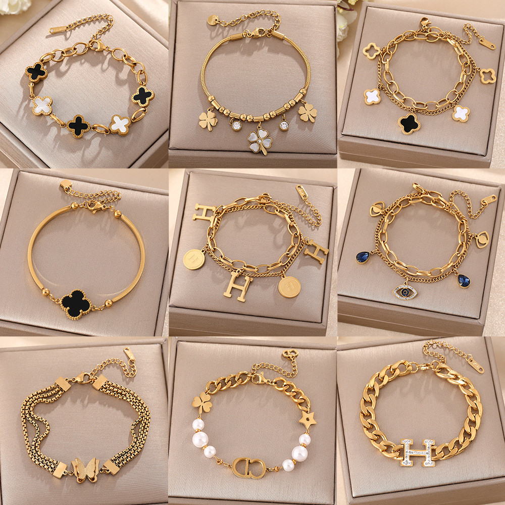 Variedade Moda Simples Luxo Pulseira de Aço Titânio de Corpo Inteiro