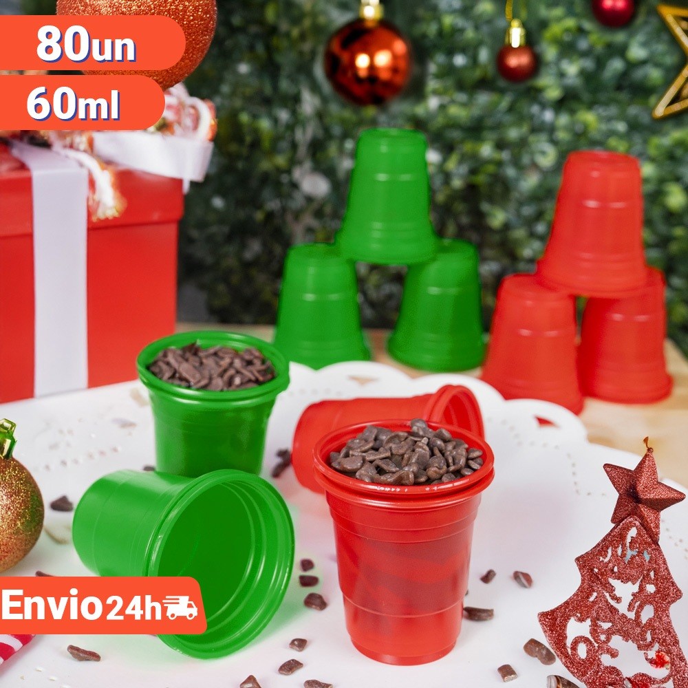 Kit Copinho doces Brigadeiro 60ml Descartavel Natal 80 unidades