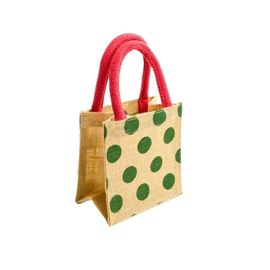 Bolsa De Natal De Juta - Verde, Cru e Vermelho - 15x15cm - 1 unidade - Cromus - Rizzo