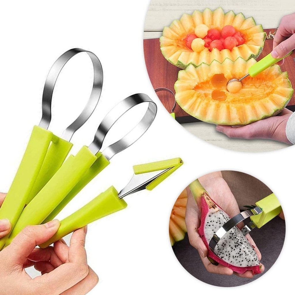 Cortador De Frutas Decorativos Esculpir Boleador de Fruta Decorador Legumes Fatiador Cozin...