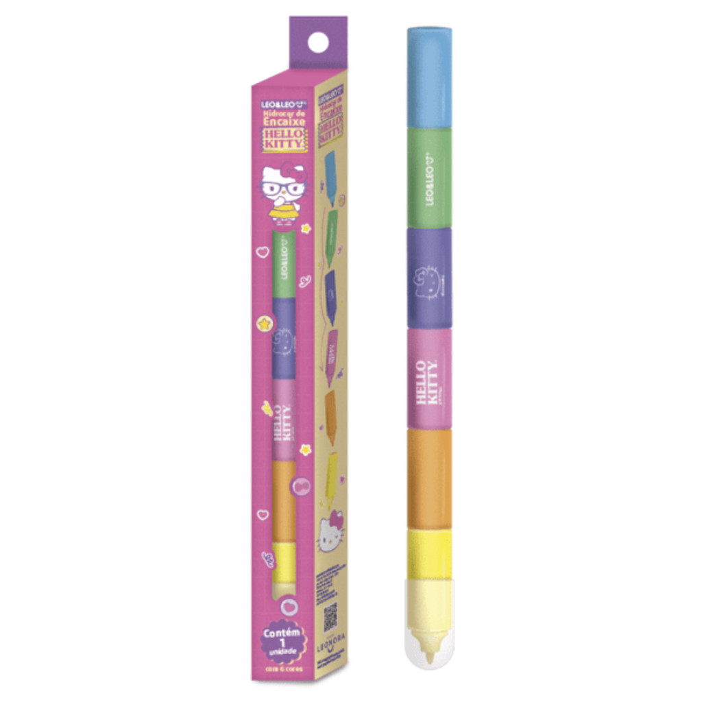 Caneta Hidrográfica de Encaixe Hello Kitty Papelaria Fofa Kawaii Leo&Leo - 1 Blister em Oferta na Shopee