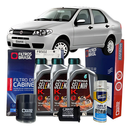 Kit Troca de Óleo Filtros e Higienizador - Fiat Siena 1.0/1.3/1.4 Fire - Selenia 15W40 em Oferta na Shopee