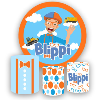 Kit Painel Redondo em tecido sublimado 1,5 + 3 Capas de Cilindros BLIPPI em Oferta na Shopee