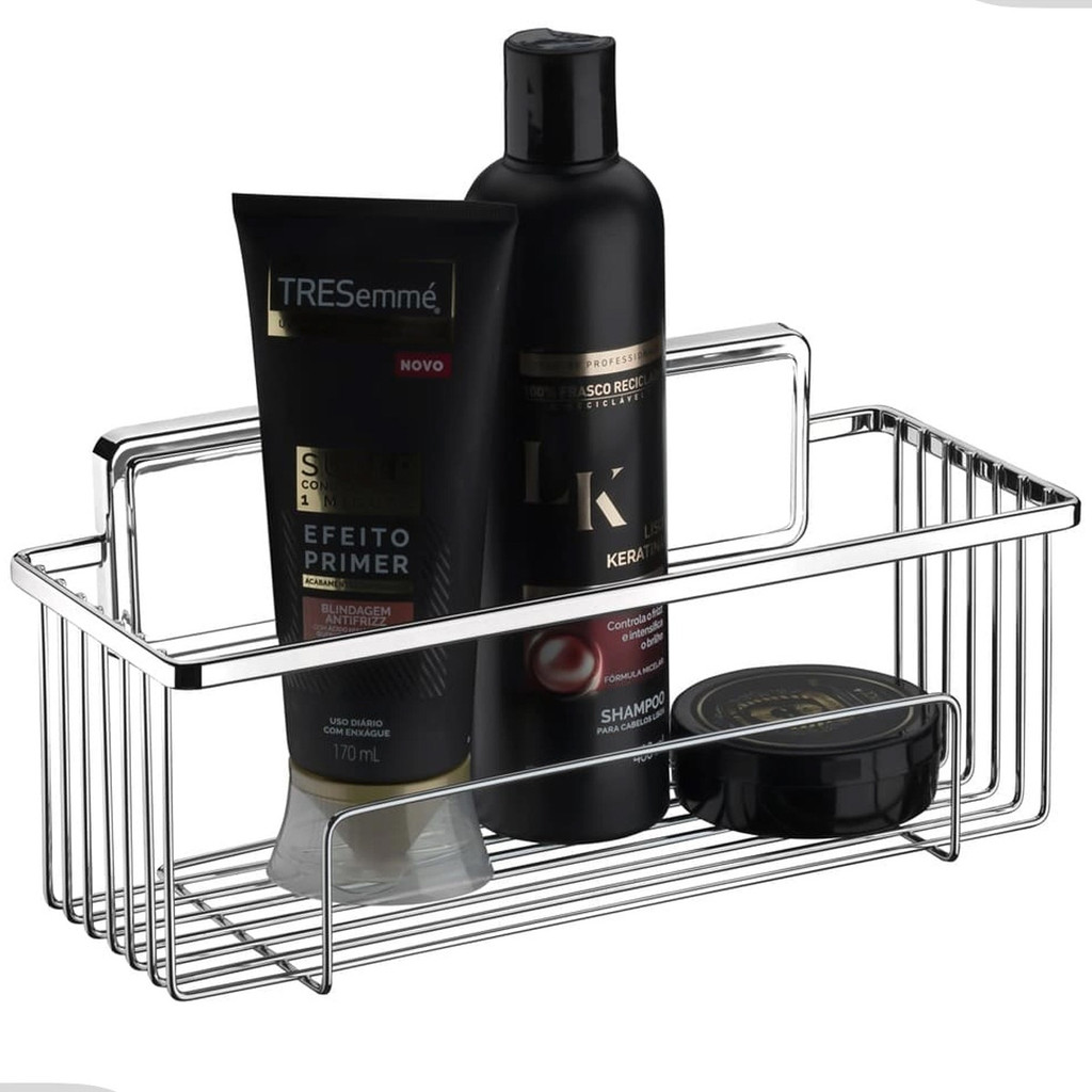 Suporte Porta Shampoo Organizador Banheiro Box Aramado Fixação Dupla Face Sem Furo Cromado Future - Home & Living
