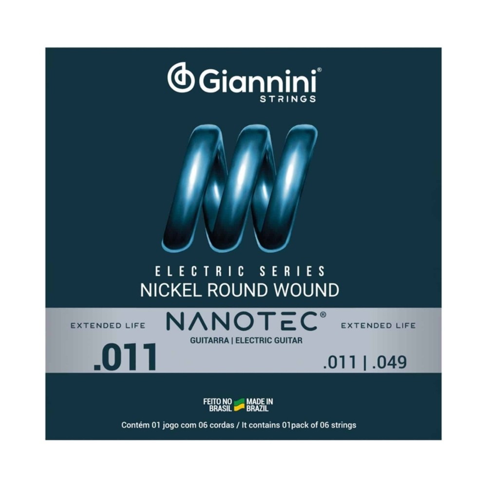 ENCORDOAMENTO GIANNINI GUITARRA GEEGST.11 PN PROTETIVA NANOTEC 0.011