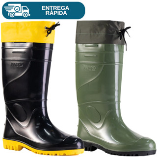 Bota Borracha Pvc Galocha Cano Extra Longo Com Polaina Forrada Reforçada Impermeável Motoqueiro em Oferta na Shopee