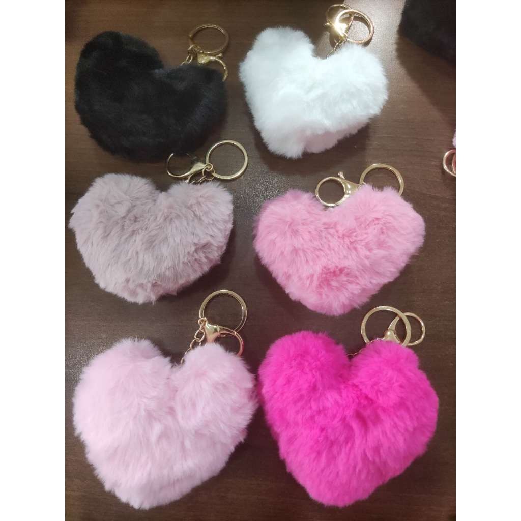 Kit 12 Chaveiro De Pelúcia Com Pingente De Coração Fofa Chaveiro Pompom
