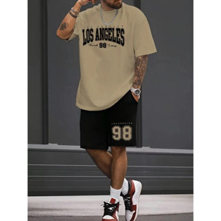 Conjunto Camiseta E Bermuda Los Angeles 98 Estampa Casual Masculino Kit Camisa e Short Moletom em Oferta na Shopee