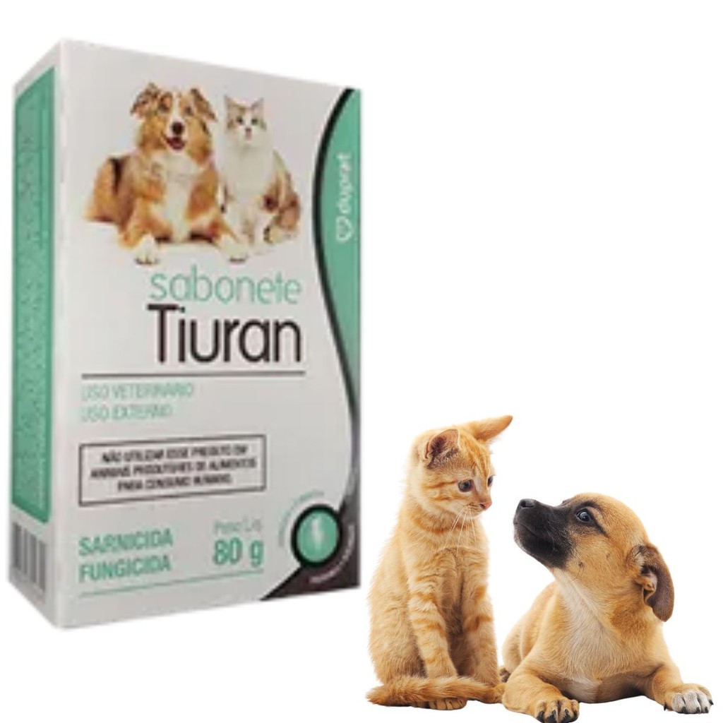 Tiuran Sabonete Anti Sarna Fungo 80g para Cachorro Gato Pet Sarnicida Fungicida Higiene Duprat