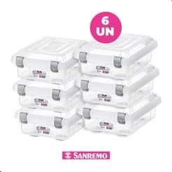 Kit 6 Caixas Organizadoras Transparentes 1L Top Stock Sanremo