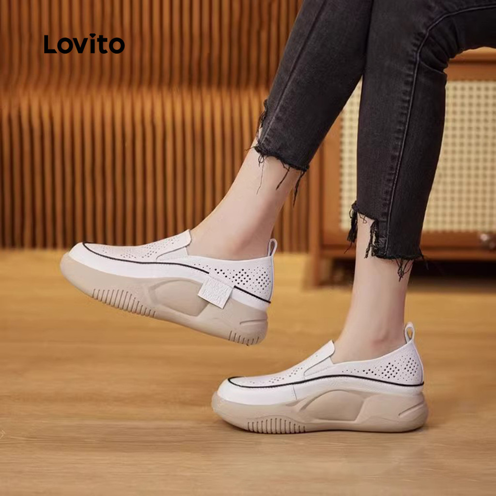 (Trendy) Lovito Casual simples versátil deslocamento macio mocassins confortáveis para mulheres LFA73284 - Women Shoes