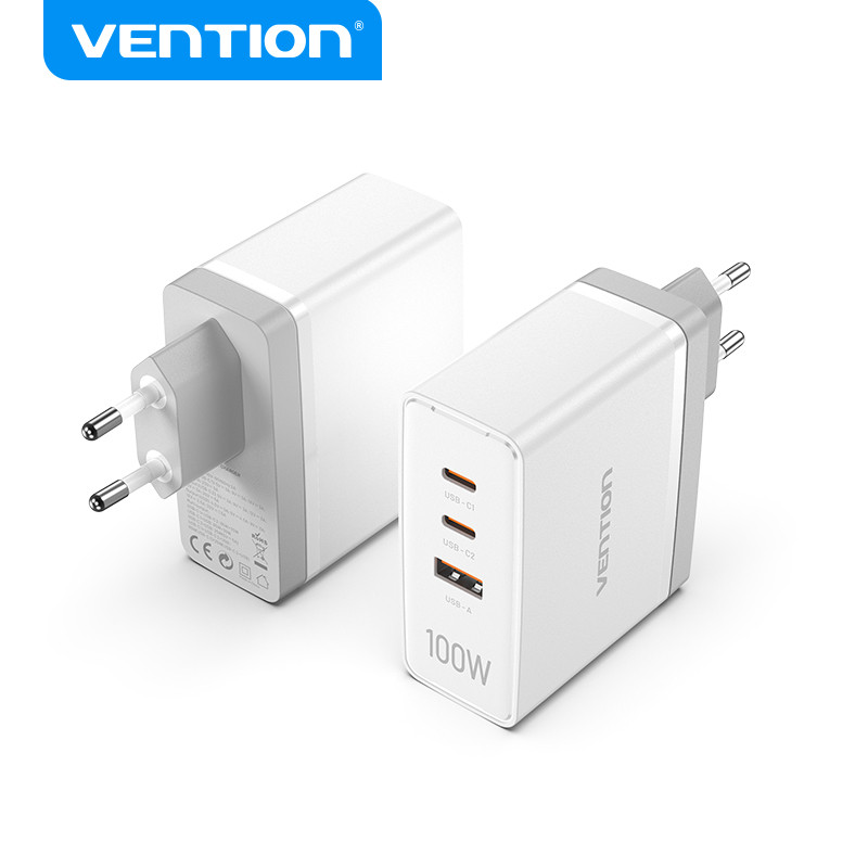 Vention Carregador 100W GaN 2C 1A Portas Rápido Com Múltiplas Para Smartphones E Laptops