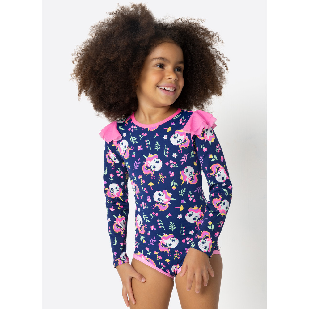 Maiô Manga Longa Menina Unicórnio Encantado - Puket Maiô Manga Longa Menina Unicórnio Encantado - Puket