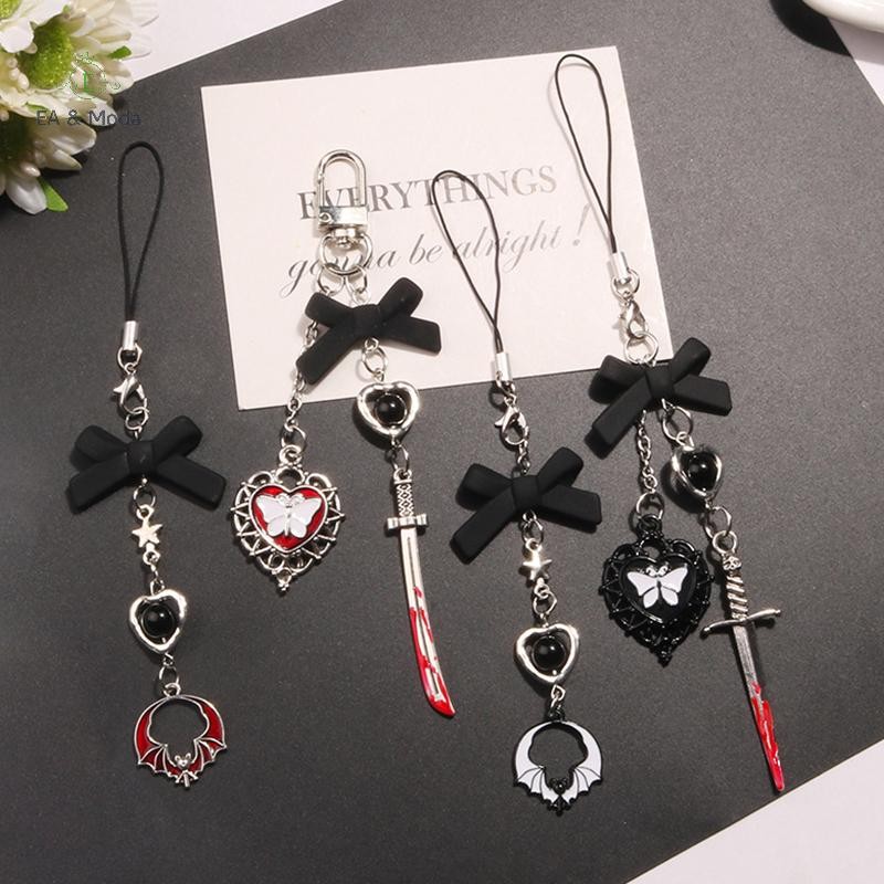 EA & Moda Gótico Punk Telefone Pingente Chaveiro Borboleta Coração Doce Legal Corrente Fone De Ouvido Caso Saco Decoraçõ em Oferta na Shopee