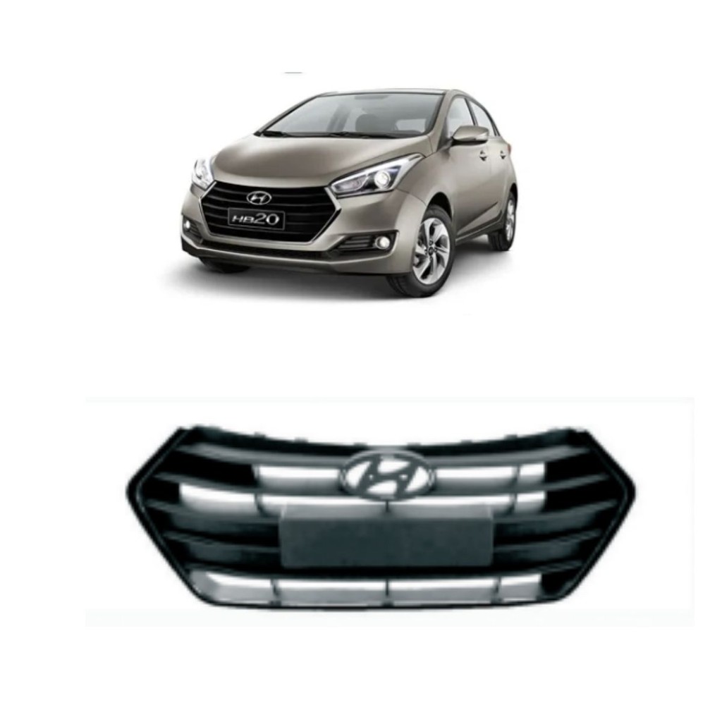Grade Radiador HB20 2016 a 2018 C/ Friso Preto Completa