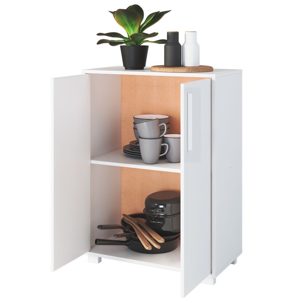 Armário de Cozinha 2 Portas 2 Prateleiras Branco Bmu 91 - Brv