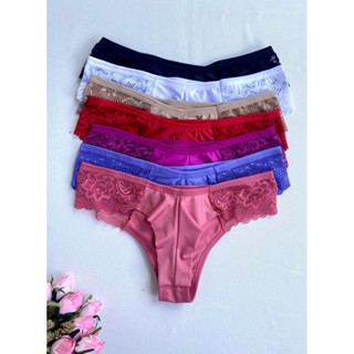 Kit Calcinha Fio Duplo c/ Renda Lateral Lingerie Feminina Conforto em Oferta na Shopee
