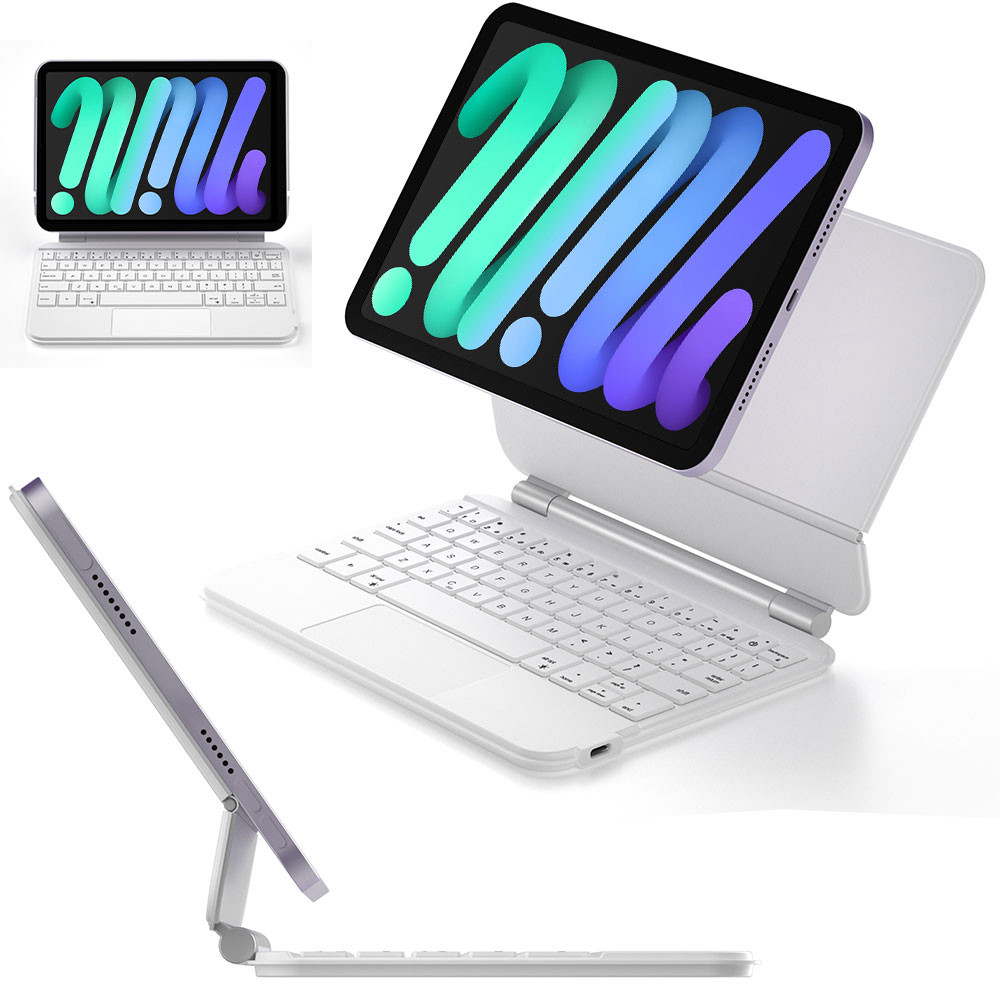 Teclado Mágico Magnético Para iPad Mini 7/6 , Capa De Suporte Cantilever Flutuante Trackpad Teclas Retroiluminadas Air 8