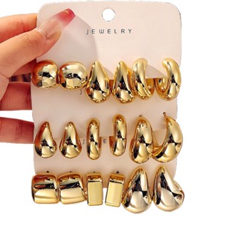 3 Pares/Set Simples Ouro Gota De Água Brincos Conjunto Para Mulheres Acessórios De Jóias Elegantes em Oferta na Shopee