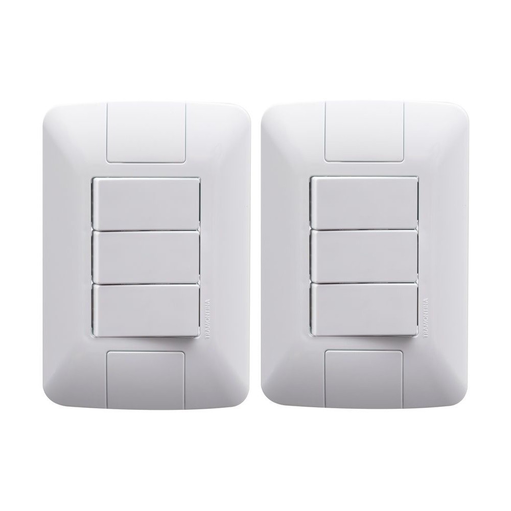 Kit 2 Conjunto Interruptor Triplo Simples Aria Tramontina em Oferta na Shopee