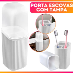 Porta Escova Dental De Pia Plástico Quadrado Com Tampa Moderno Luxo Banheiro Lavabo