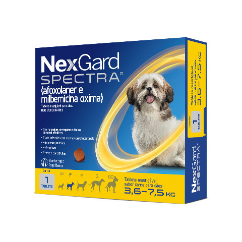 NEXGARD SPECTRA 3,6KG A 7,5KG - 1 TABLETE - Pets