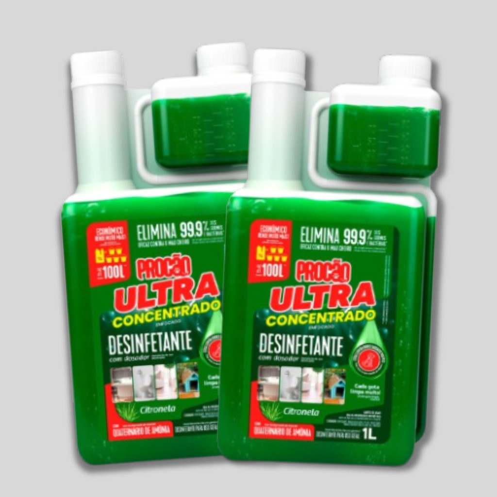 Kit C/ 2 Desinfetantes Ultra Concentrado Citronela Procão 1L - Total de 2L no Kit em Oferta na Shopee
