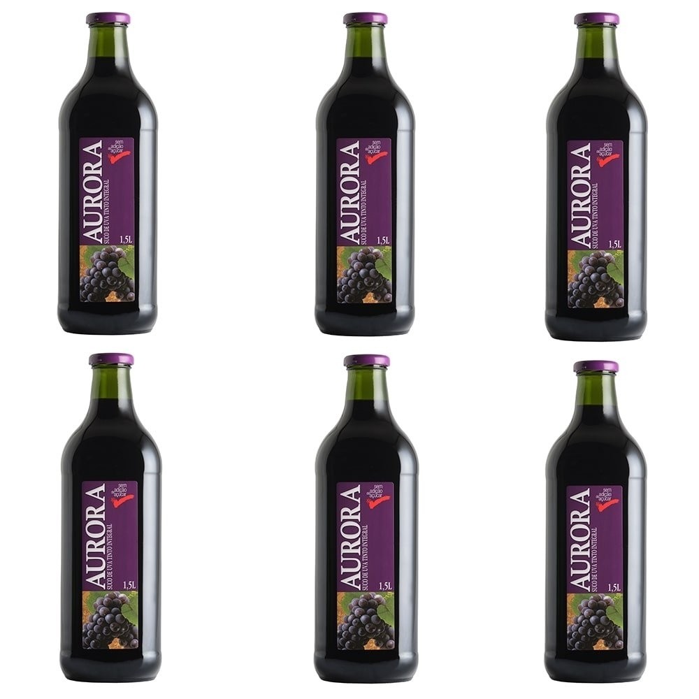 Suco de Uva Aurora Tinto Integral 1,5L - Embalagem com 6 Unidades - Food & Beverages