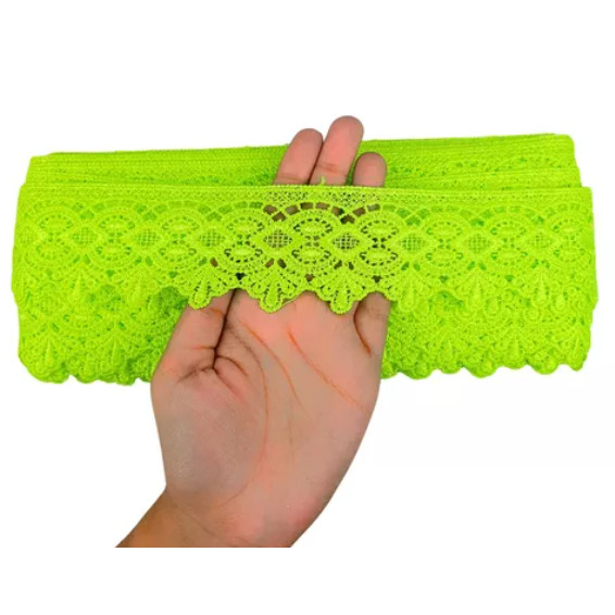 Renda Guipir CHL-162 - 5.0 Cm -  Rolo C/13.7 Metros Cor:Verde-Neon