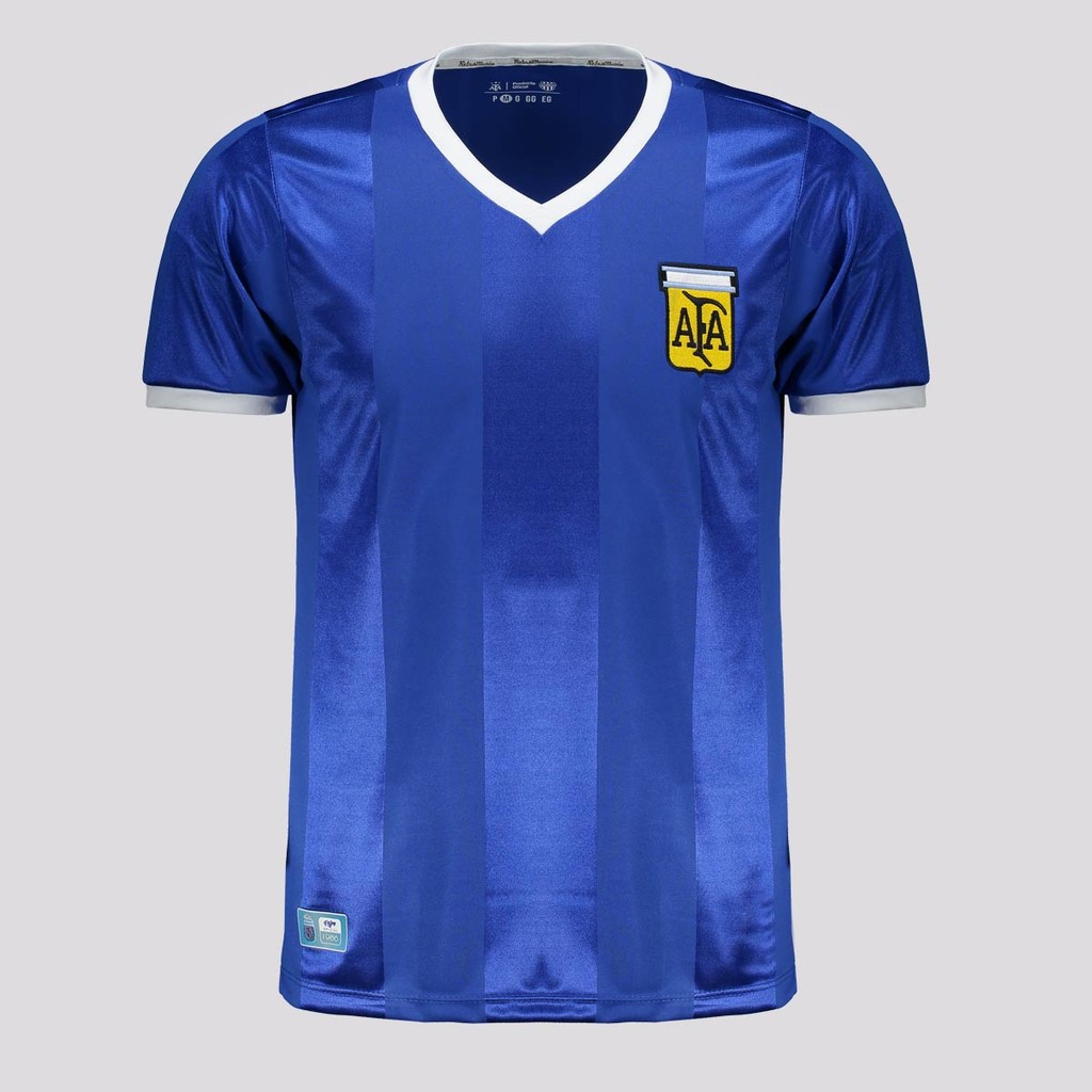 Camisa Argentina Retrô Copa 1986 Azul em Oferta na Shopee