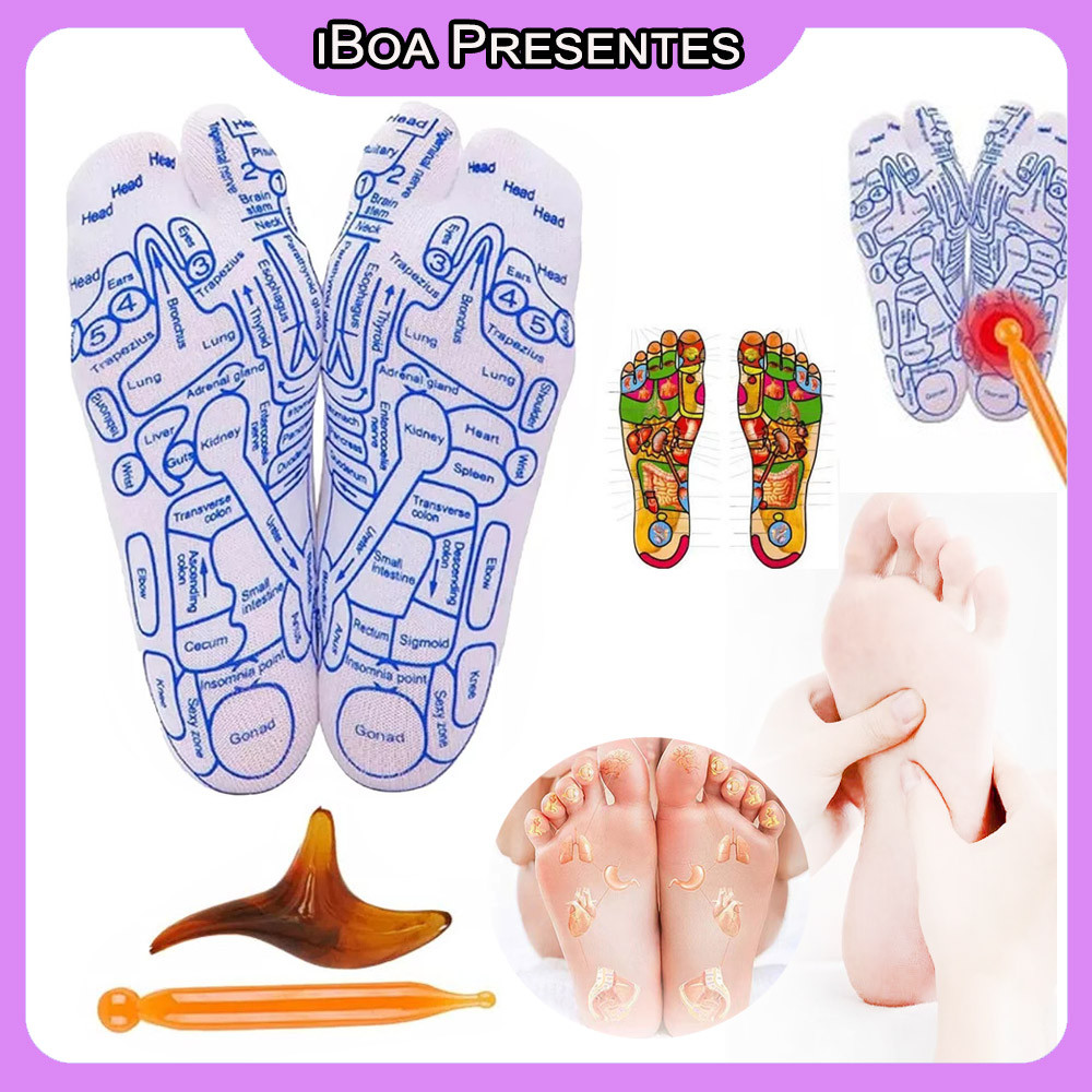 Meias De Massagem De Pés Com Bastão De Massagem Para Relaxar Os Músculos E Ativar A Circulação Sanguínea