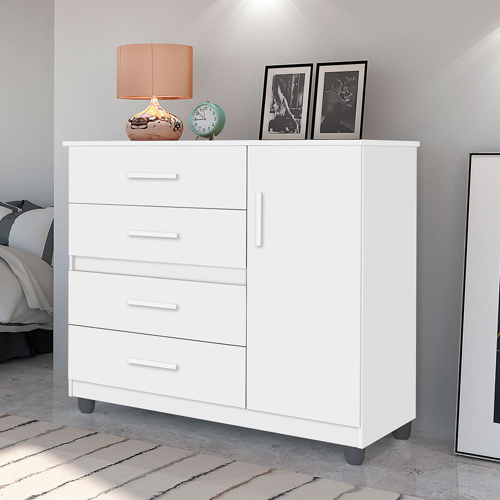 Cômoda Florence 4 Gavetas 2 Portas São Miguel em Oferta na Shopee