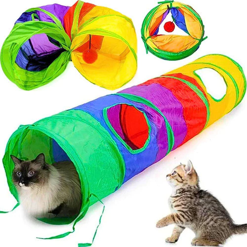 Túnel Para Gato 120cm Grande Brinquedo Interativo Dobrável