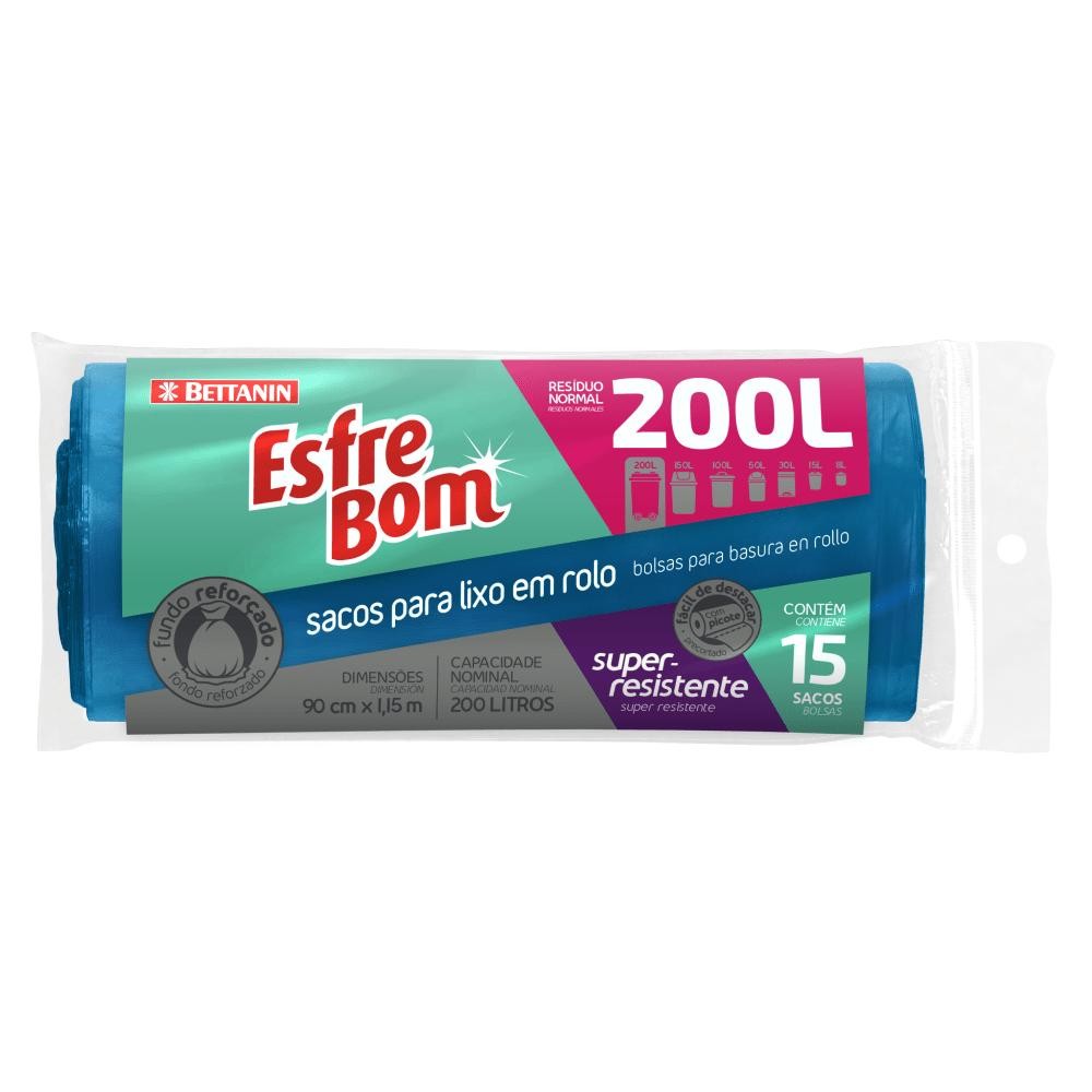 Sacos para Lixo Rolo 200L Fundo Reforçado 15un EsfreBom em Oferta na Shopee